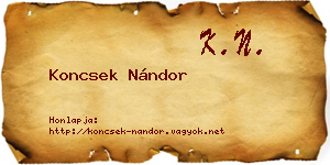 Koncsek Nándor névjegykártya